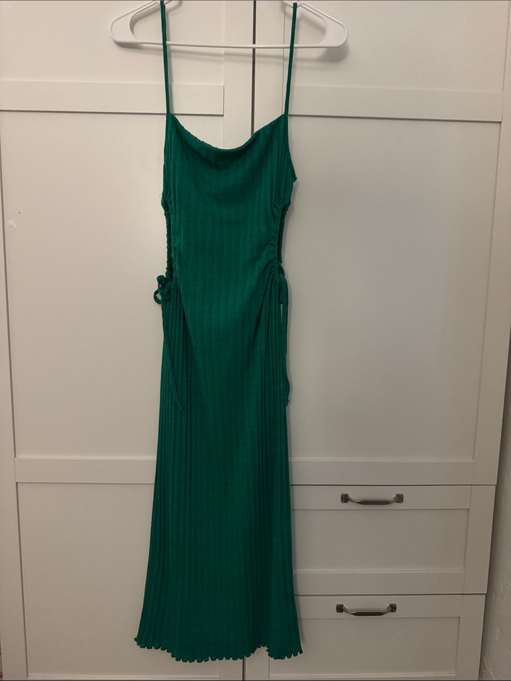 Zara Green Ribbed Slip Maxi Dress